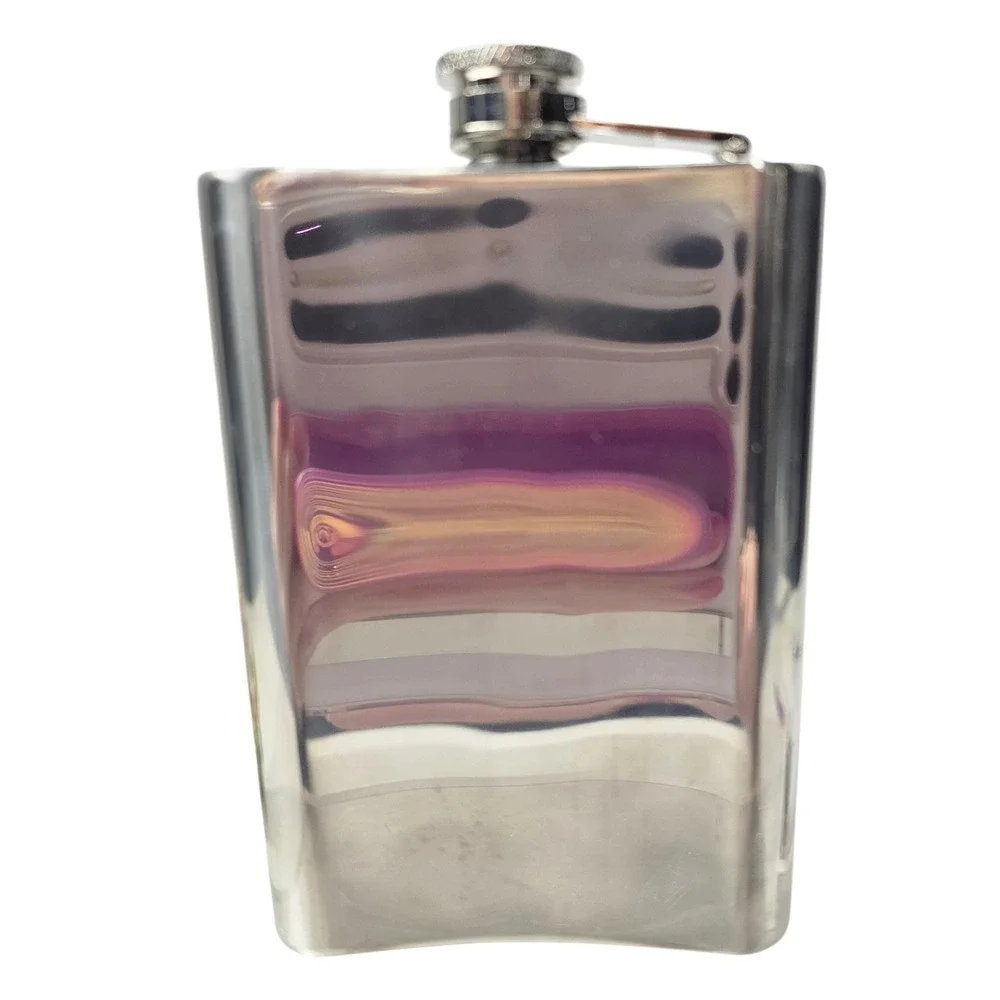 Chester Creek Polished Stainless Steel‎ 8 oz Hip Flask Model 26 Silver Twist Cap